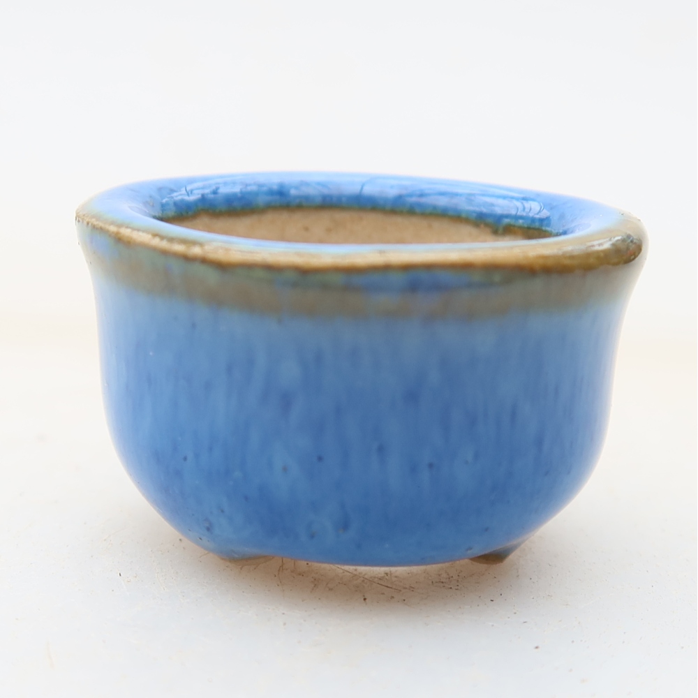 Keramik-Bonsai-Schale, 2,5 x 2,5 x 2 cm, Farbe: Blau