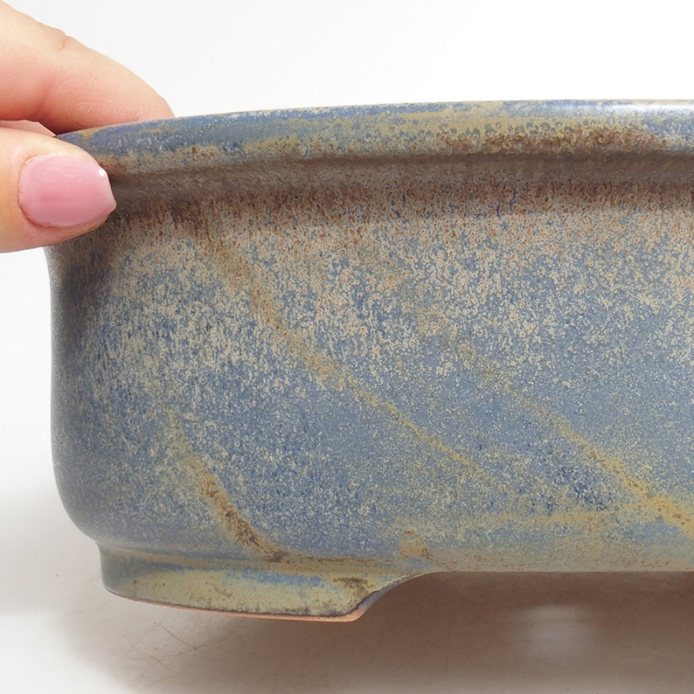 Keramik-Bonsaischale 23,5 x 19 x 7,5 cm, Farbe blau