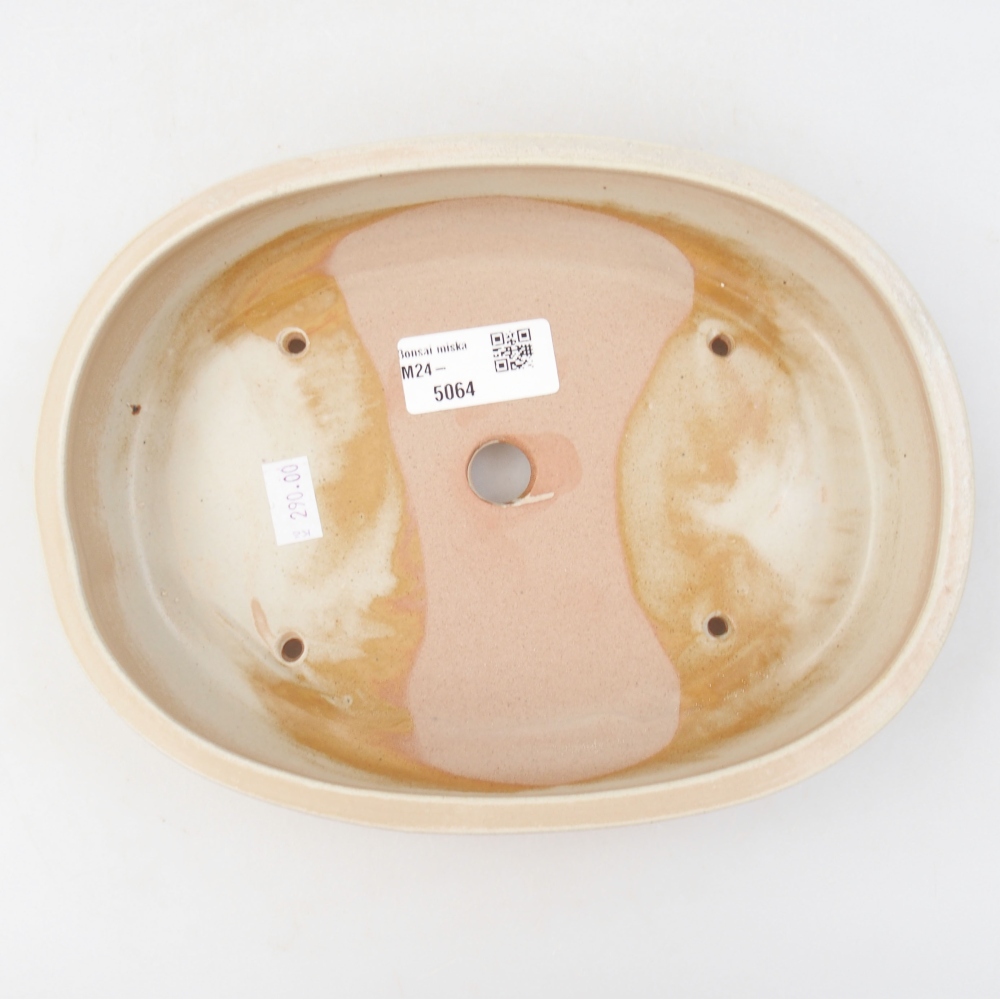 Keramik-Bonsaischale 22 x 17 x 4 cm, Farbe beige