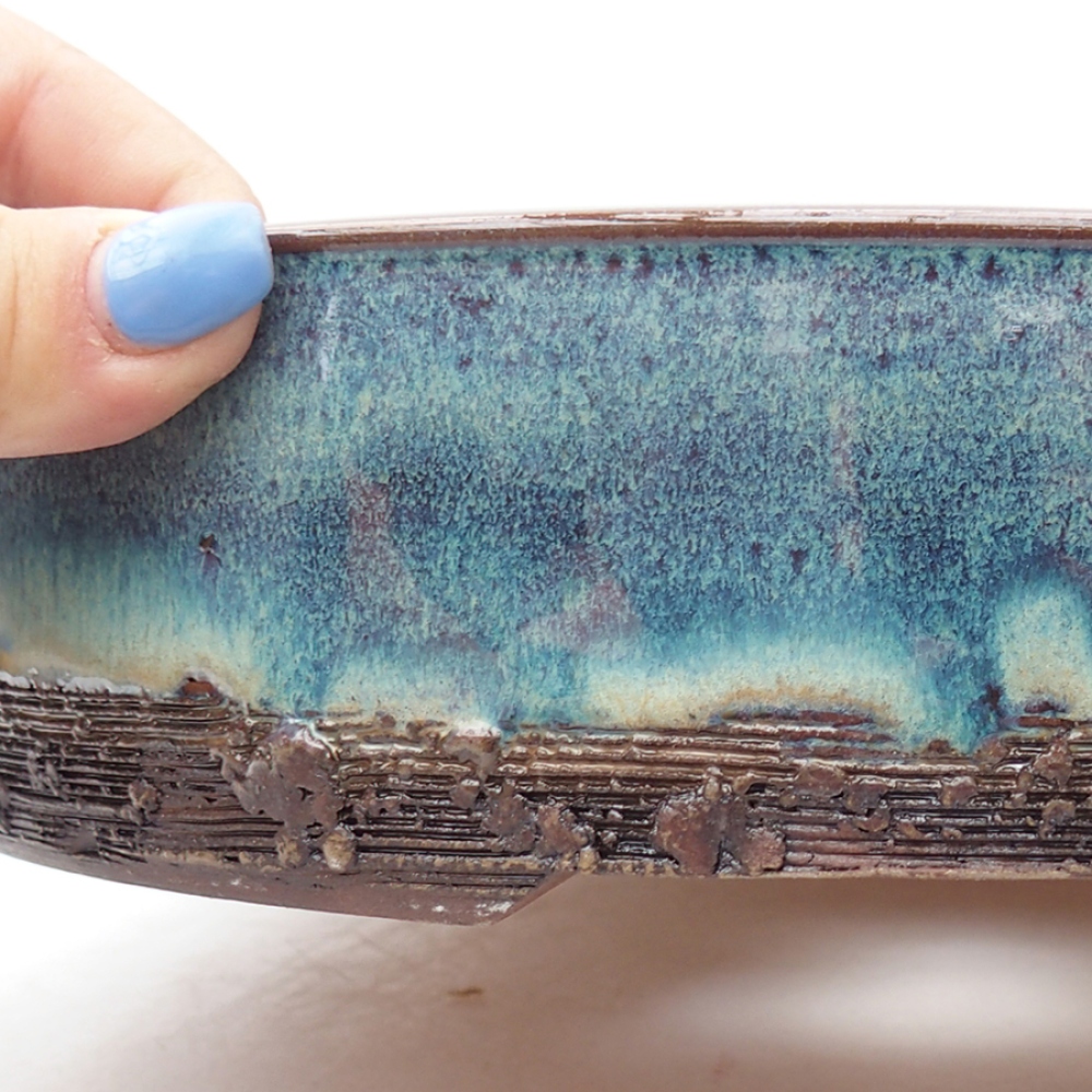 Keramik-Bonsaischale 24 x 24 x 5,5 cm, Farbe blau