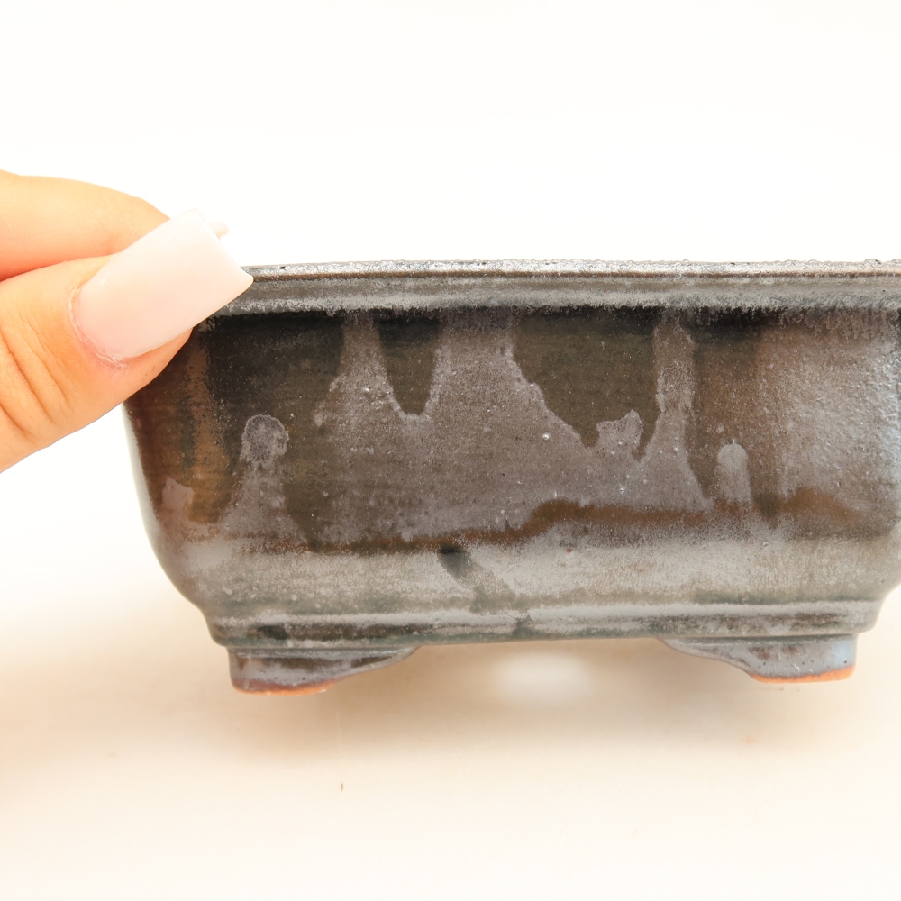 Bonsaischale aus Keramik 13,5 x 10,5 x 6 cm, metallfarben