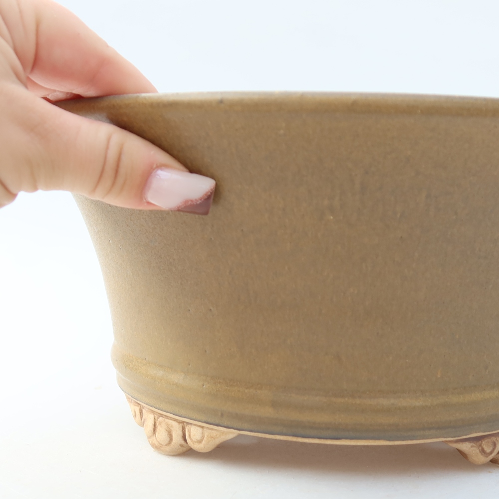 Keramik-Bonsai-Schale 24,5 x 24,5 x 11,5 cm, Farbe: braun
