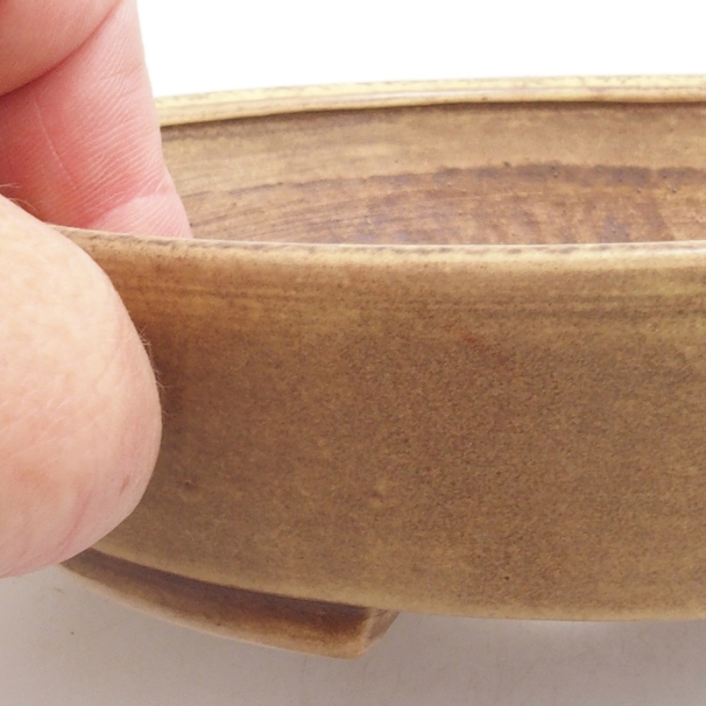 Bonsaischale aus Keramik 15 x 13,5 x 3,5 cm, Farbe gelb