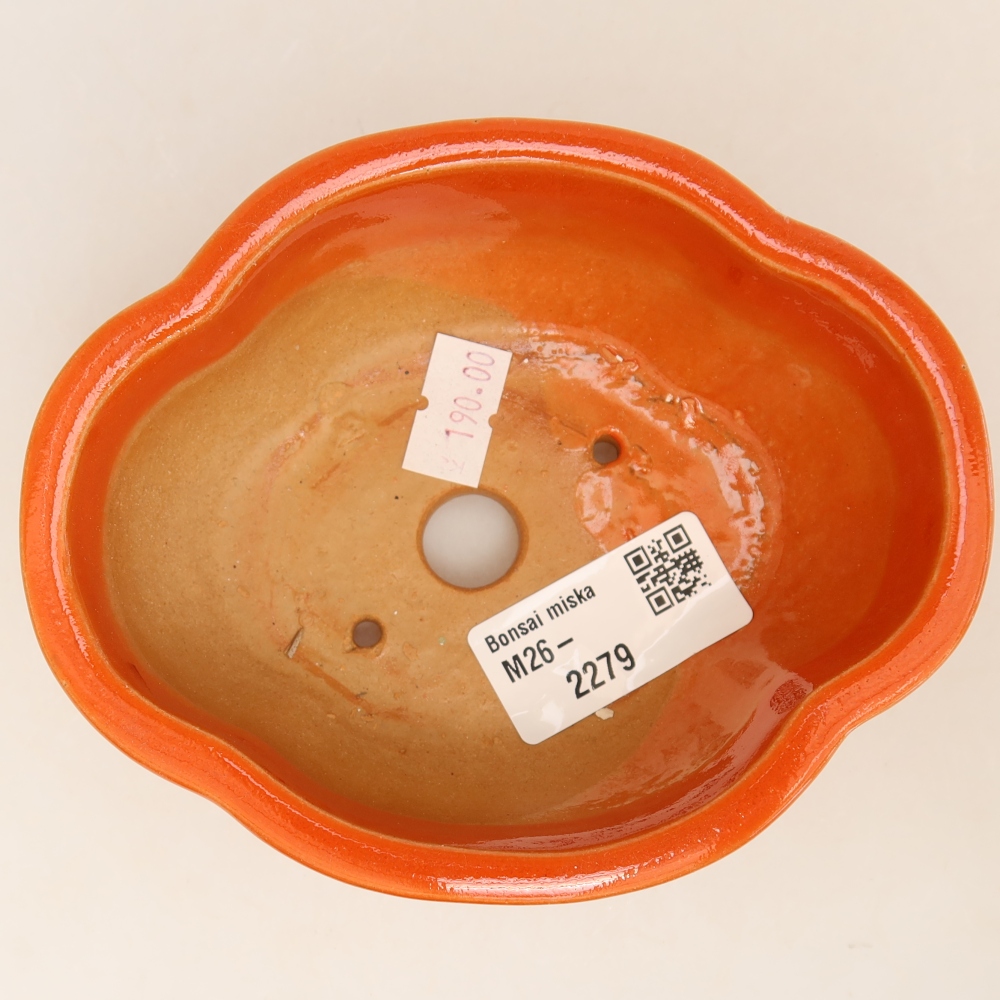 Keramik-Bonsai-Schale, 12,5 x 10,5 x 4,5 cm, Farbe: Orange