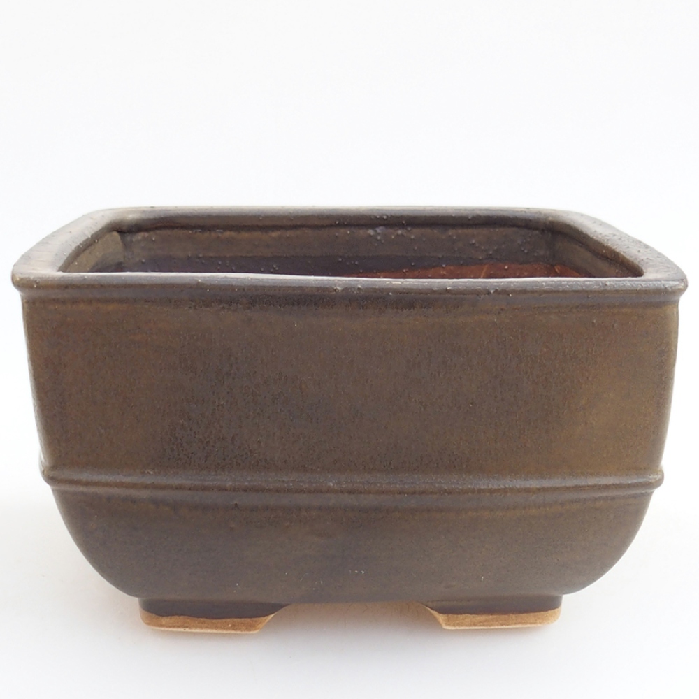 Bonsaischale aus Keramik 16 x 16 x 9 cm,  Farbe braun