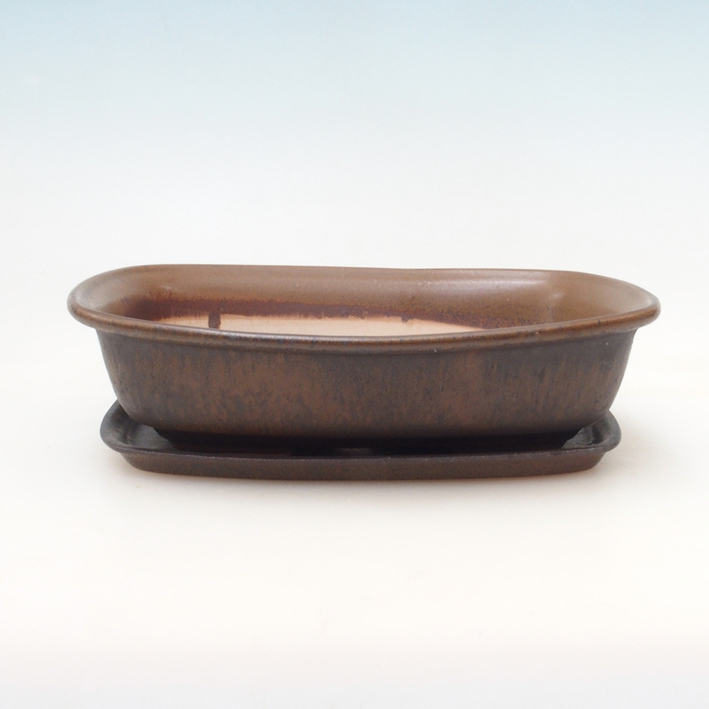 Bonsai-Schale + Unterschale H09 – 30 x 23 x 7,5 cm. – braun