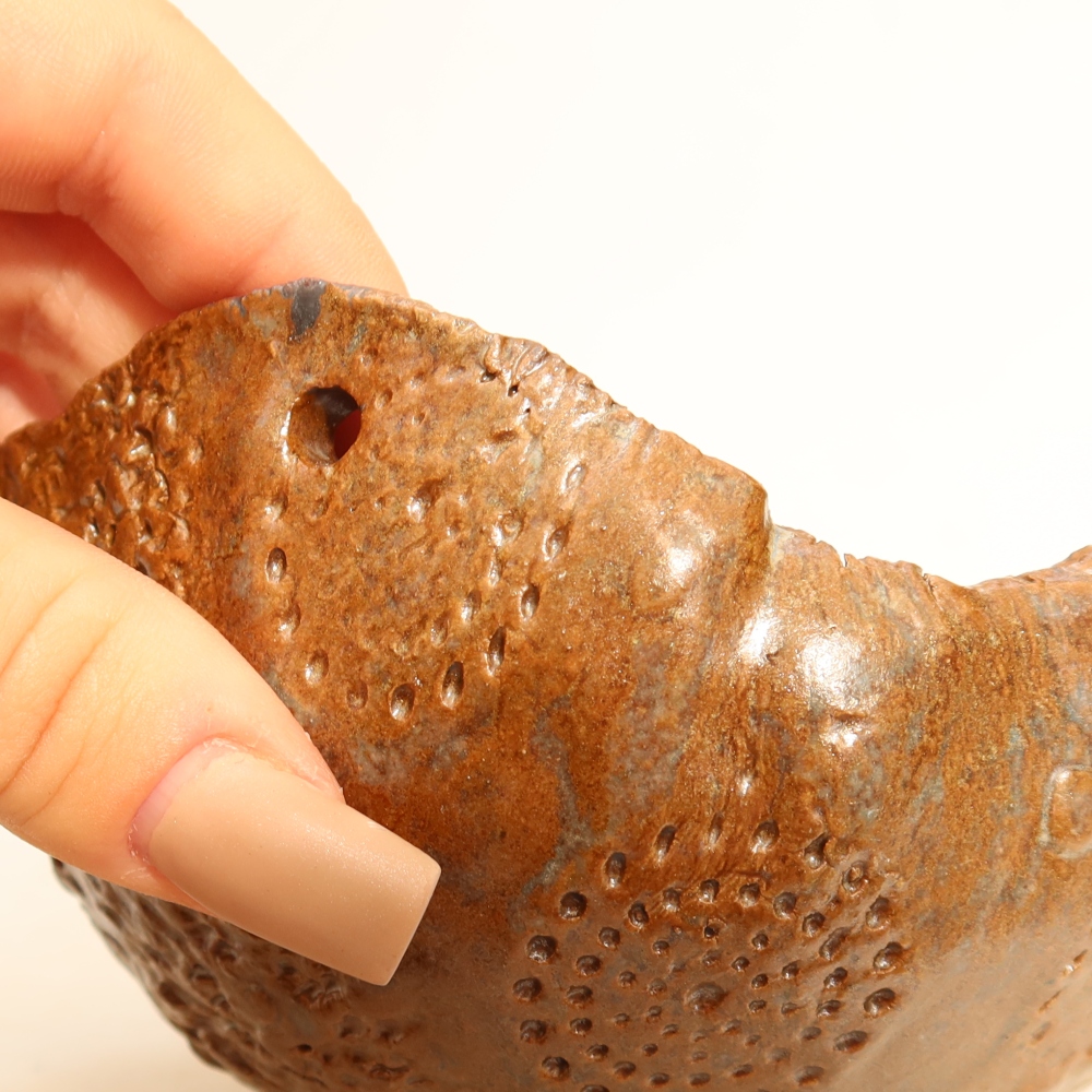 Keramikschale für Kokedama, 12,5 x 12 x 7,5 cm, Farbe: braun