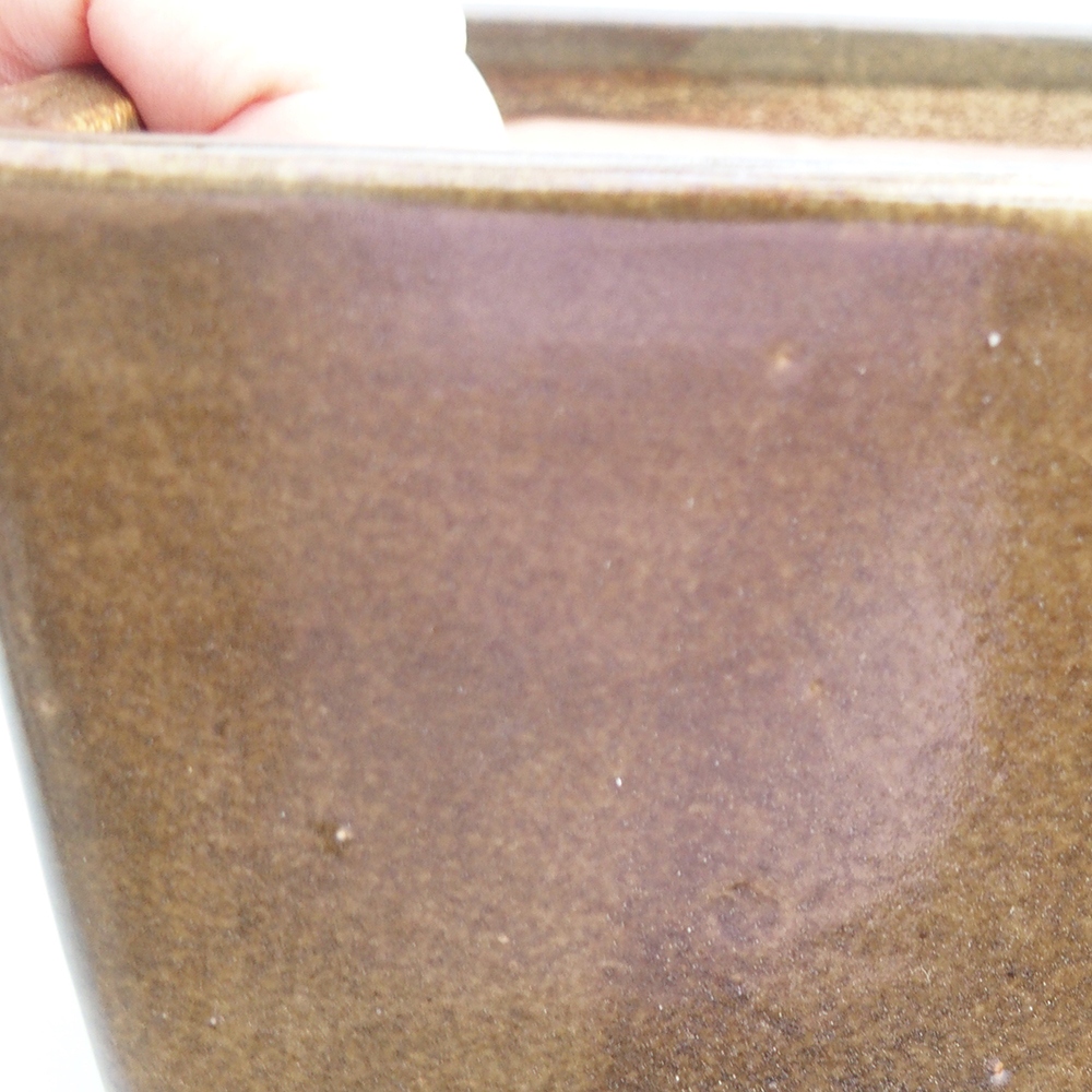 Bonsaischale aus Keramik 15 x 15 x 10,5 cm, Farbe braun-grün