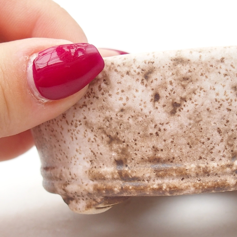 Bonsaischale aus Keramik 9 x 9 x 3,5 cm, Farbe beige