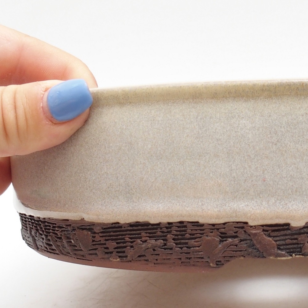 Keramik-Bonsai-Schale 22 x 22 x 5,5 cm, Farbe beige