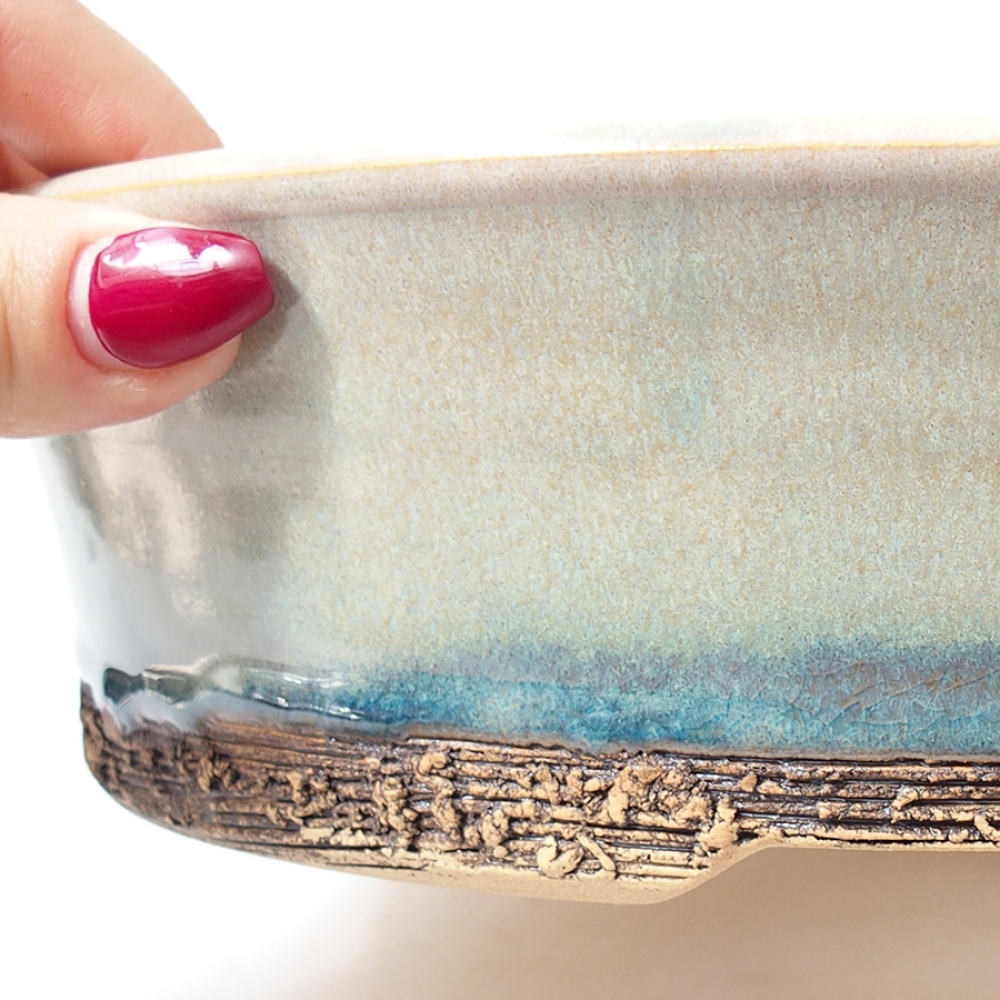 Keramik-Bonsaischale 25,5 x 25,5 x 6 cm, Farbe Grün
