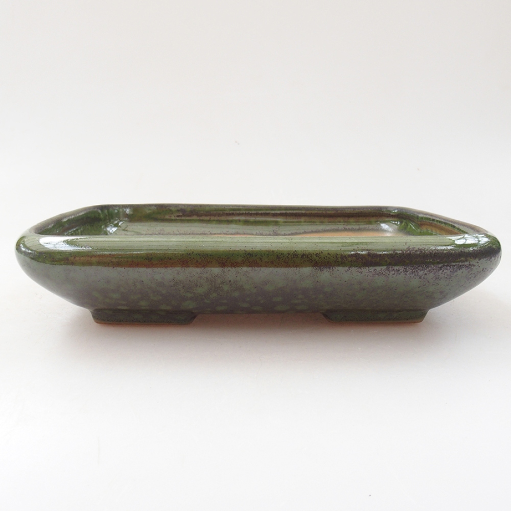 Keramik-Bonsaischale 17 x 13,5 x 3,5 cm, Farbe Grün