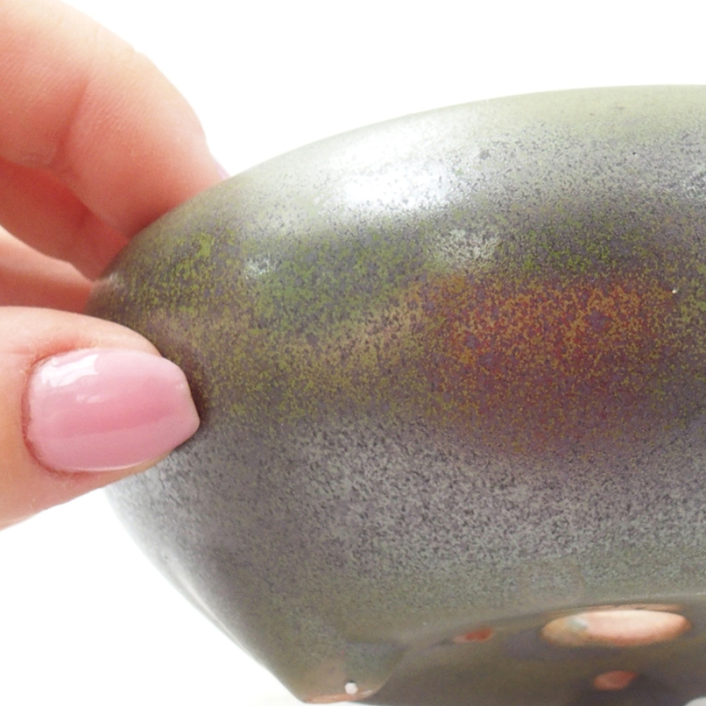 Keramik-Bonsaischale 11 x 11 x 5 cm, Farbe Grün