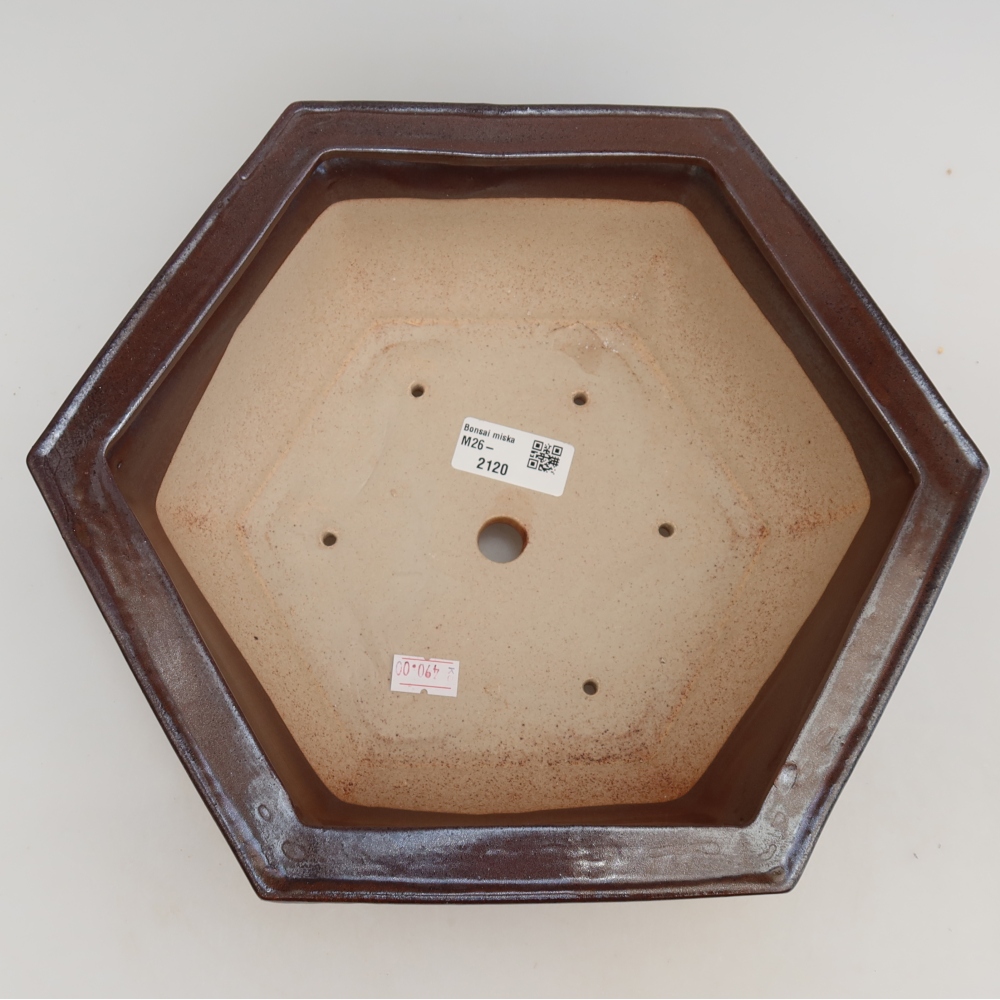Keramik-Bonsai-Schale 28 x 24,5 x 9 cm, Farbe: weinrot