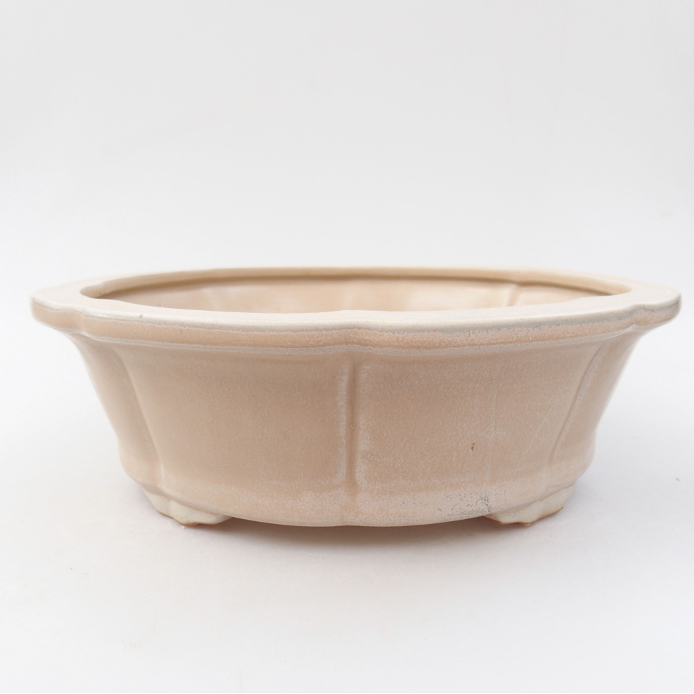 Keramik-Bonsaischale 26 x 26 x 8 cm, Farbe Beige