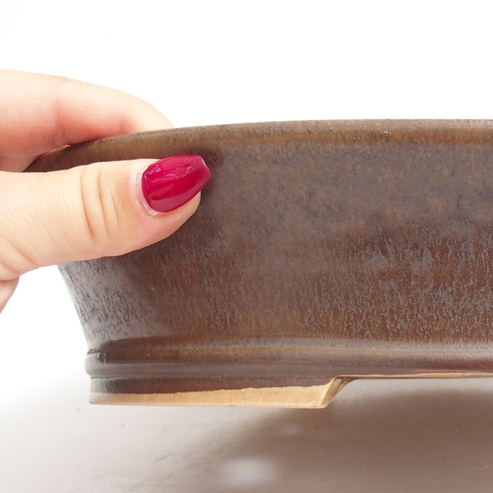 Bonsaischale aus Keramik  27,5 x 24,5 x 6  cm, Farbe braun