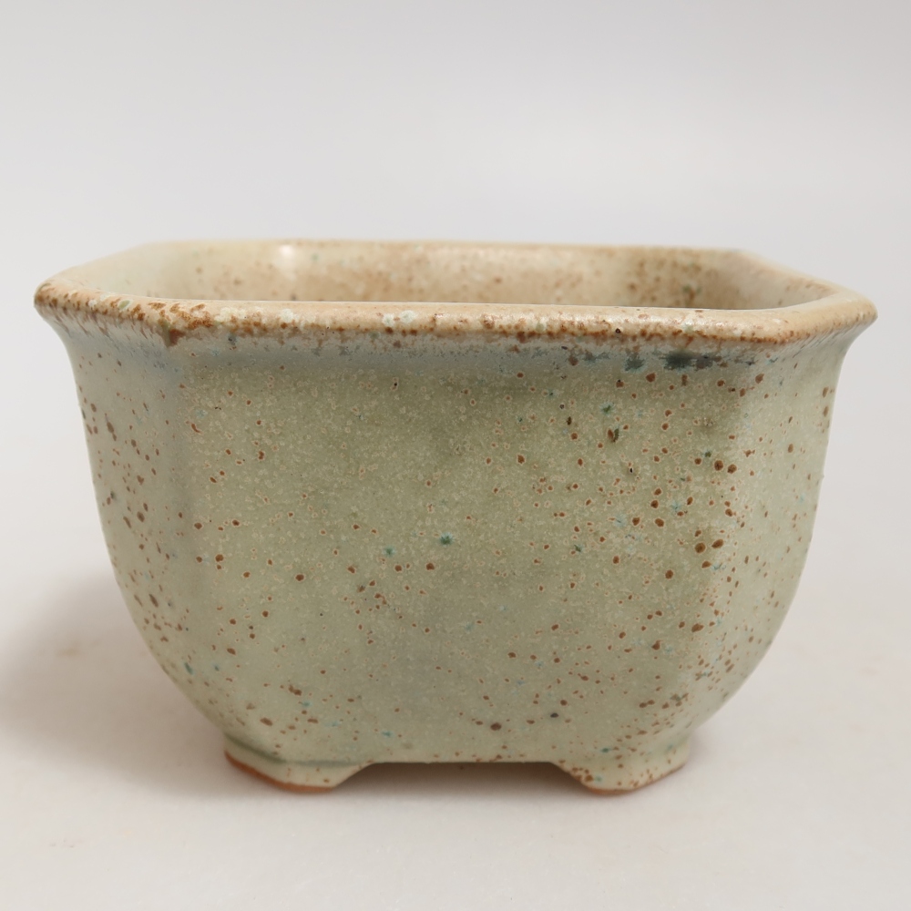 Keramik-Bonsai-Schale 10 x 10 x 6,5 cm, Farbe: grün