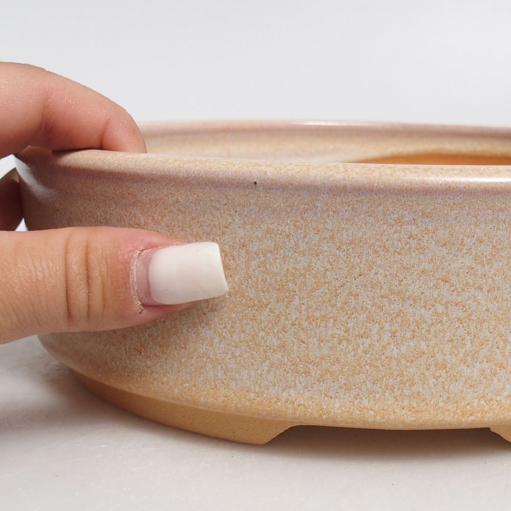 Bonsaischale aus Keramik 20,5 x 20,5 x 6 cm, Farbe beige