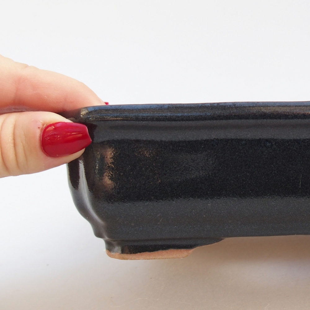 Bonsaischale aus Keramik 18 x 13,5 x 5 cm, Farbe schwarz