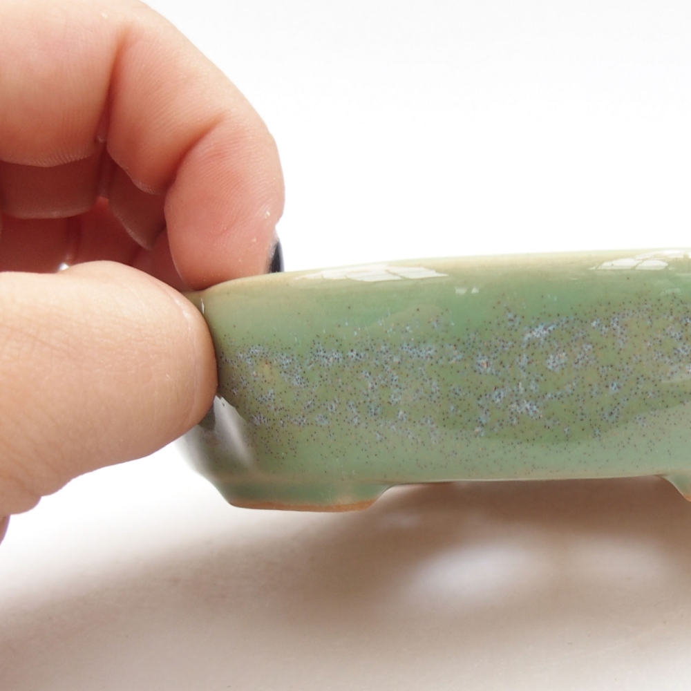 Keramik-Bonsaischale 11 x 11 x 3 cm, Farbe Grün