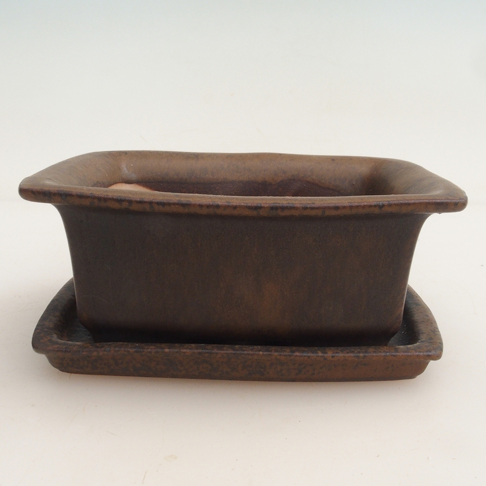Bonsai-Schale + Untertasse H11 - 11,5 x 10 x 4 cm - Braun