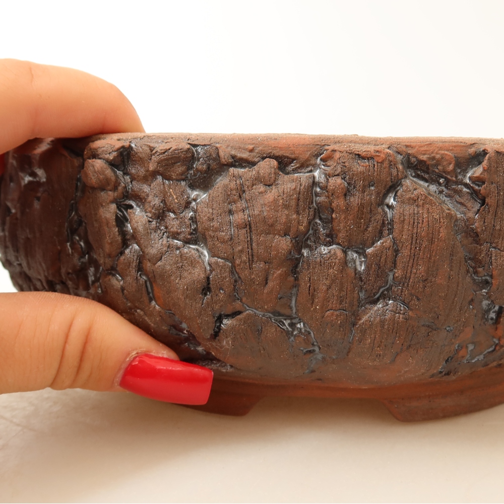 Keramik-Bonsai-Schale 17,5 x 17,5 x 6,5 cm, Farbe: braun