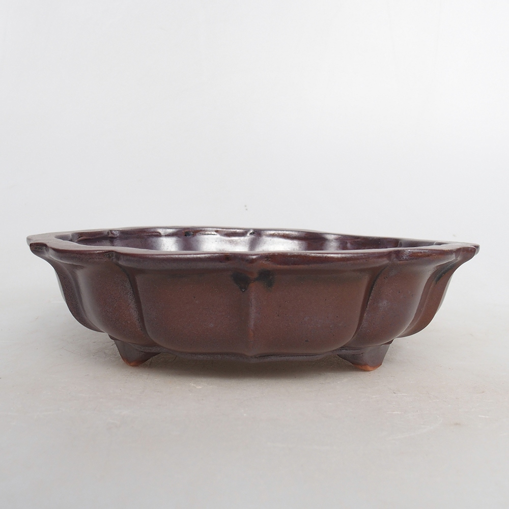 Keramik-Bonsaischale 18,5 x 18,5 x 5,5 cm, Farbe braun