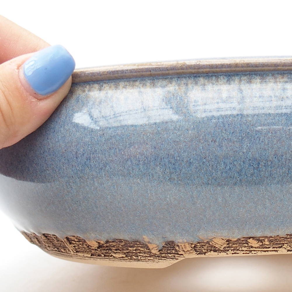 Keramik-Bonsaischale 19 x 19 x 6 cm, Farbe blau