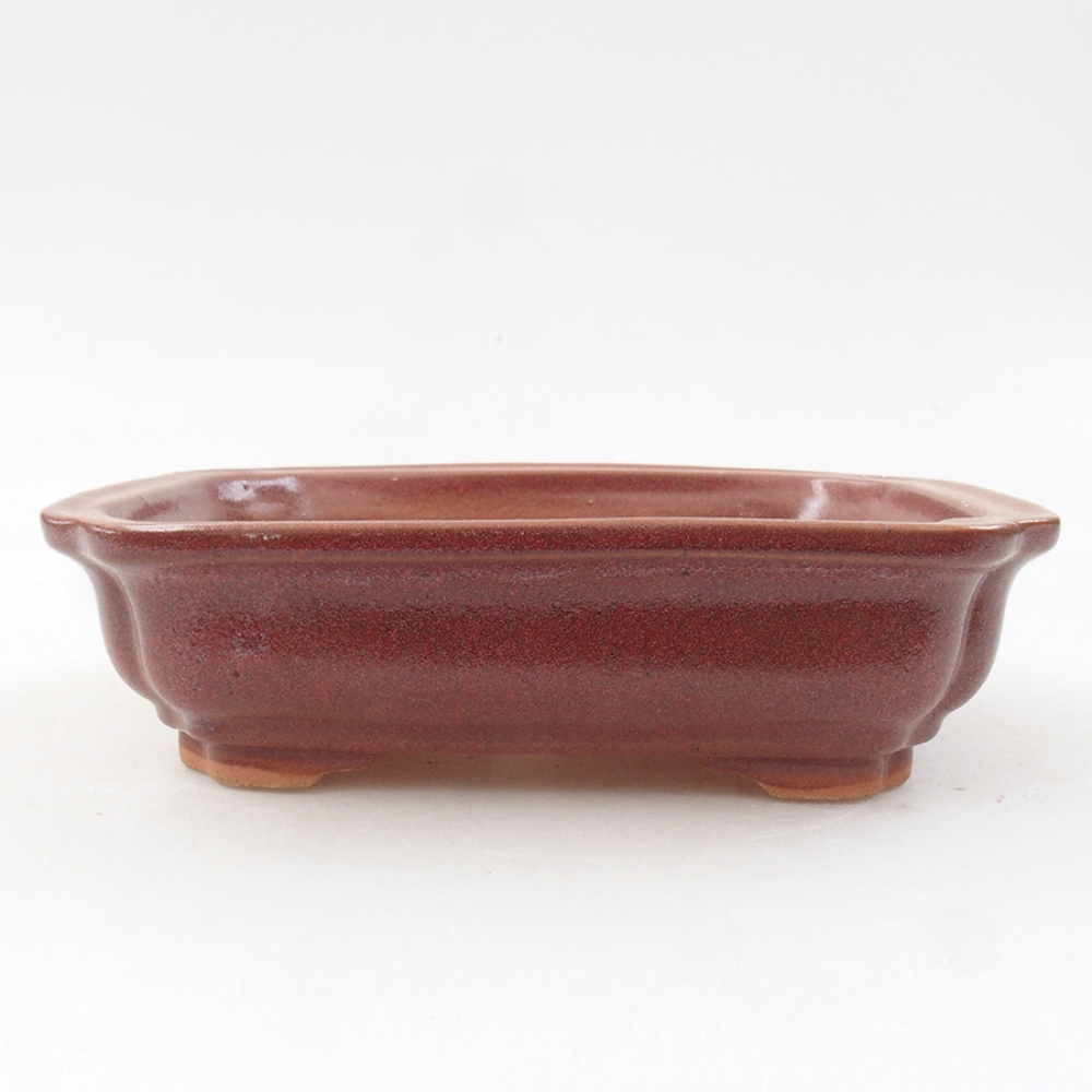 Keramik-Bonsaischale 14 x 11 x 4 cm, Burgunderfarbe