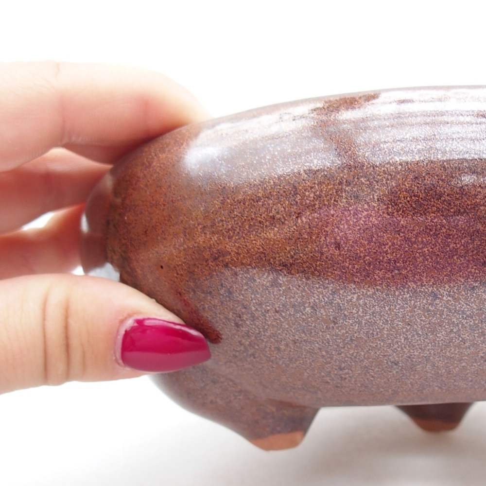 Keramik-Bonsaischale 14 x 14 x 6,5 cm, Farbe braun