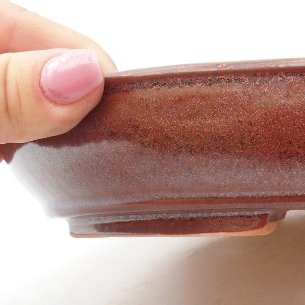 Keramik-Bonsaischale 24,5 x 20 x 4,5 cm, Farbe Braun