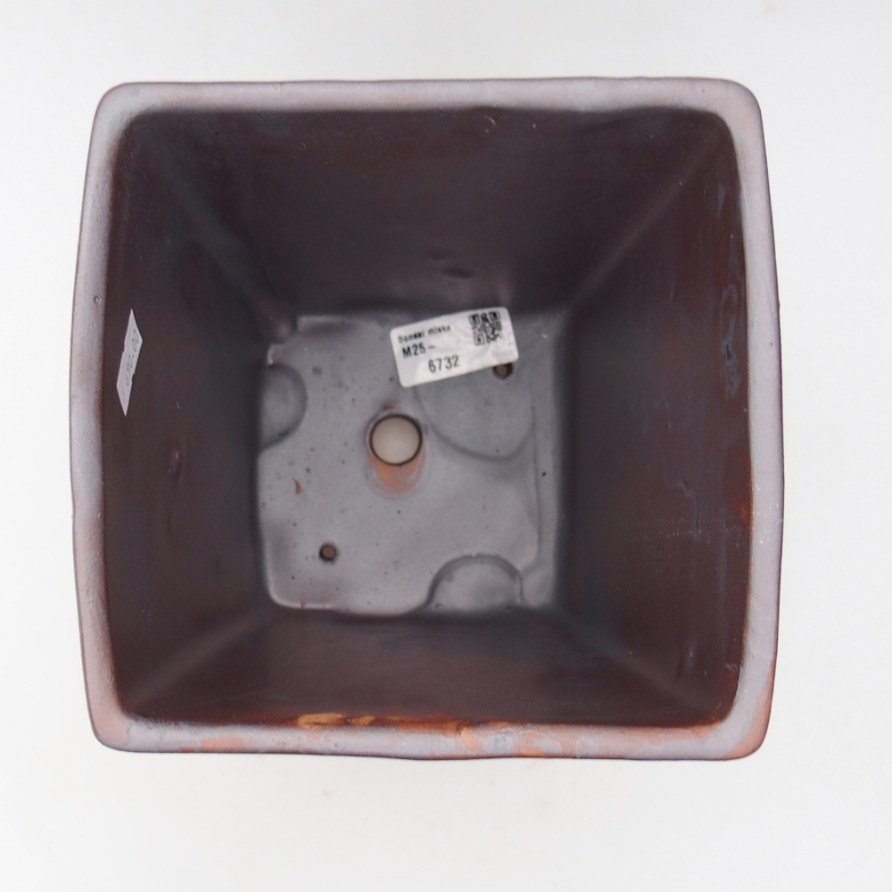 Bonsaischale aus Keramik 15 x 15 x 19,5 cm, metallfarben