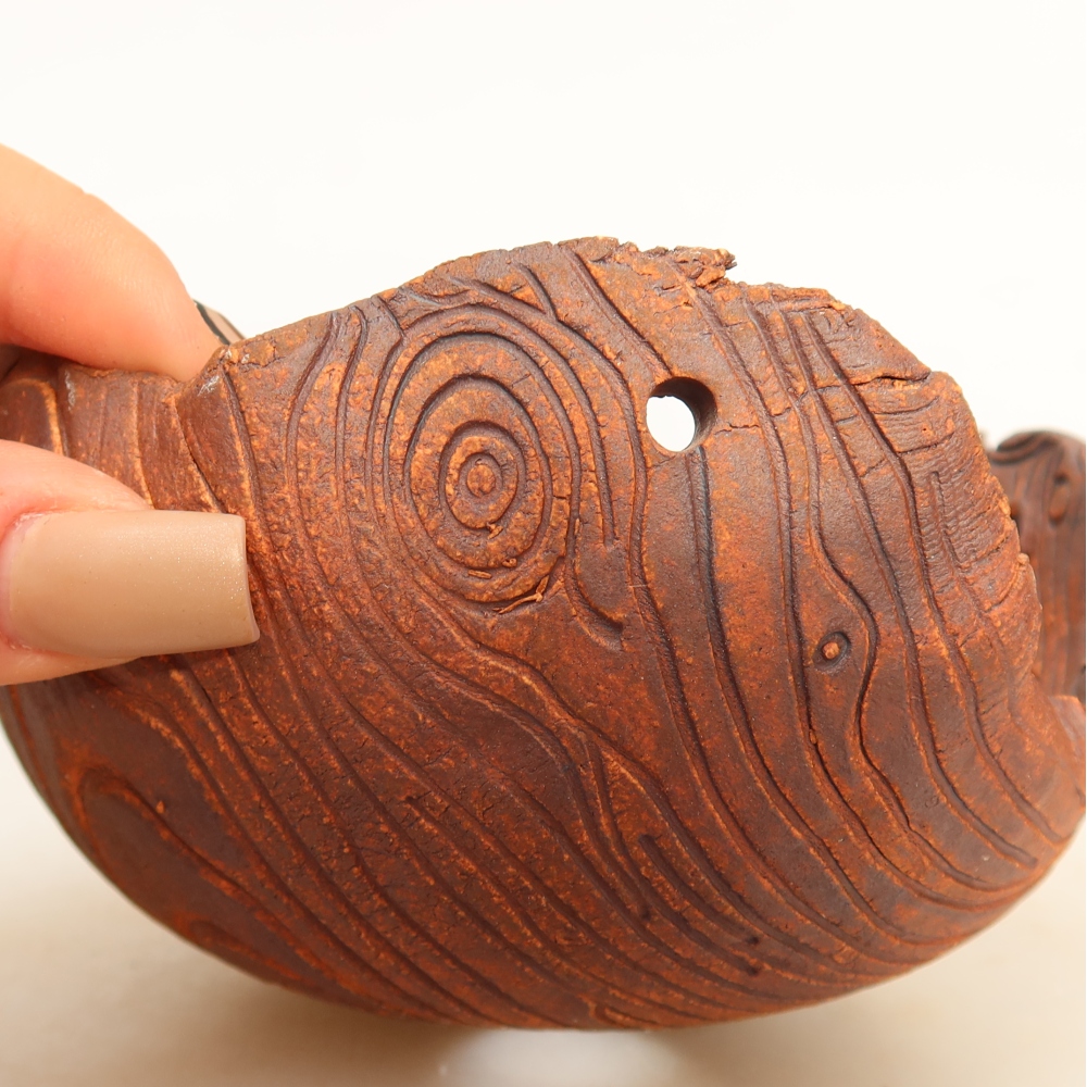 Keramikschale für Kokedama, 12 x 12 x 7 cm, Farbe: Braun