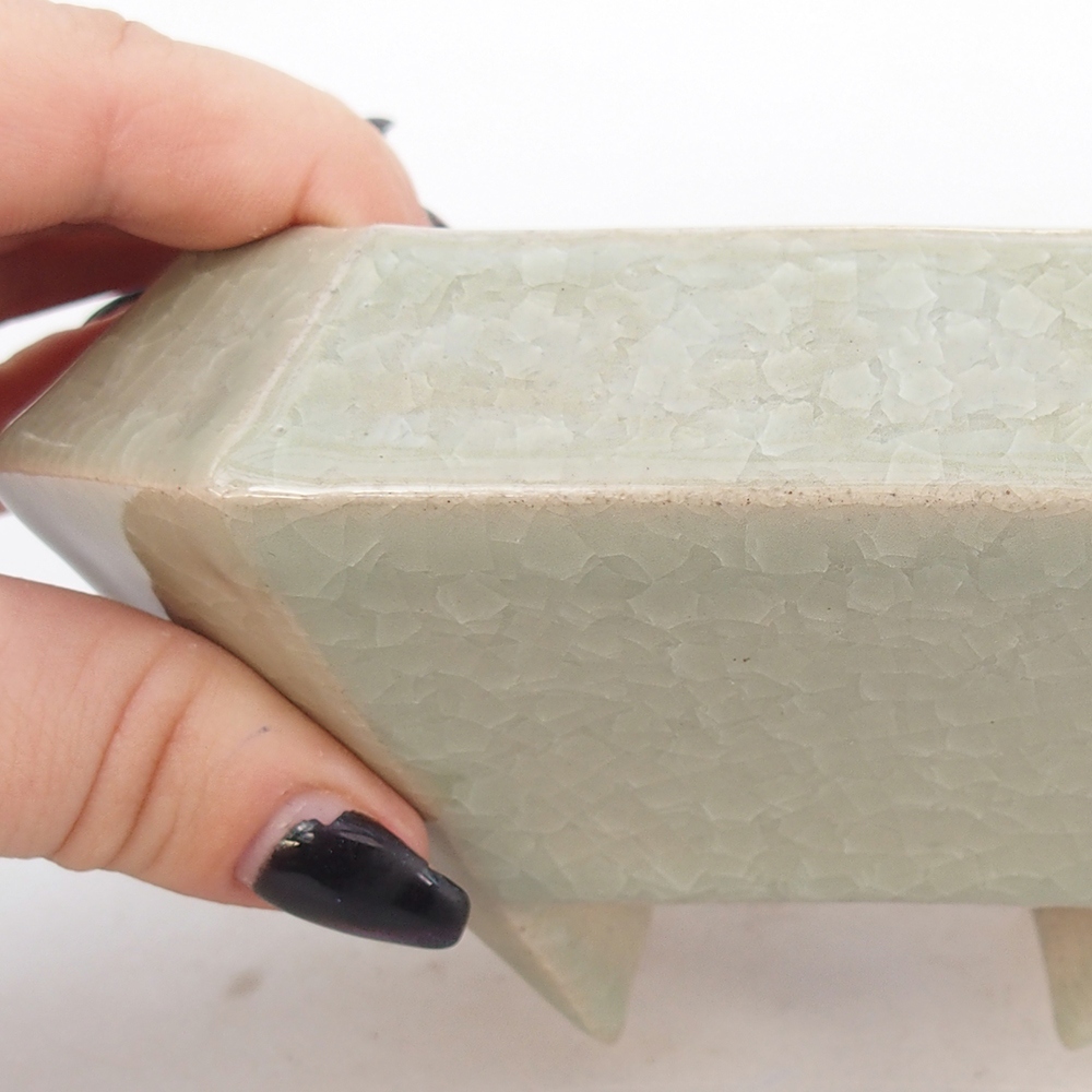 Bonsaischale aus Keramik 13,5 x 13,5 x 7,5 cm, grün