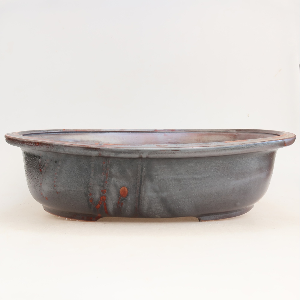 Keramik-Bonsai-Schale 36 x 30 x 9 cm, Farbe: metallisch-rot