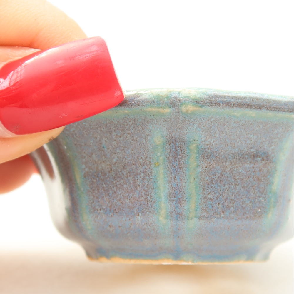 Keramik-Bonsai-Schale, 6 x 6 x 2,5 cm, Farbe: Grau