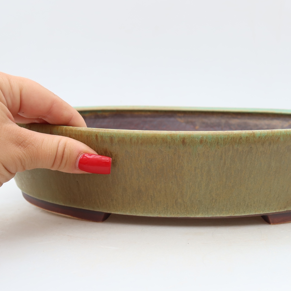 Keramik-Bonsai-Schale, 32 x 28 x 6,5 cm, Farbe: grün
