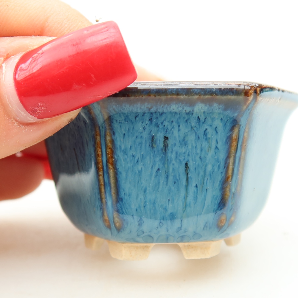 Keramik-Bonsai-Schale, 5,5 × 5 × 3 cm, Farbe: Blau