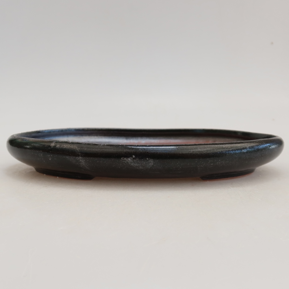 Keramik-Bonsai-Schale 22,5 x 16,5 x 3 cm, Farbe: metallisch-grün