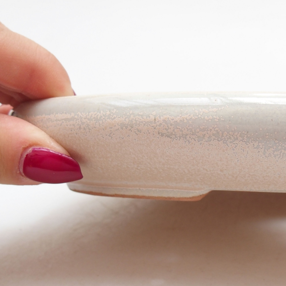 Keramik-Bonsaischale 22 x 16,5 x 3 cm, Farbe beige