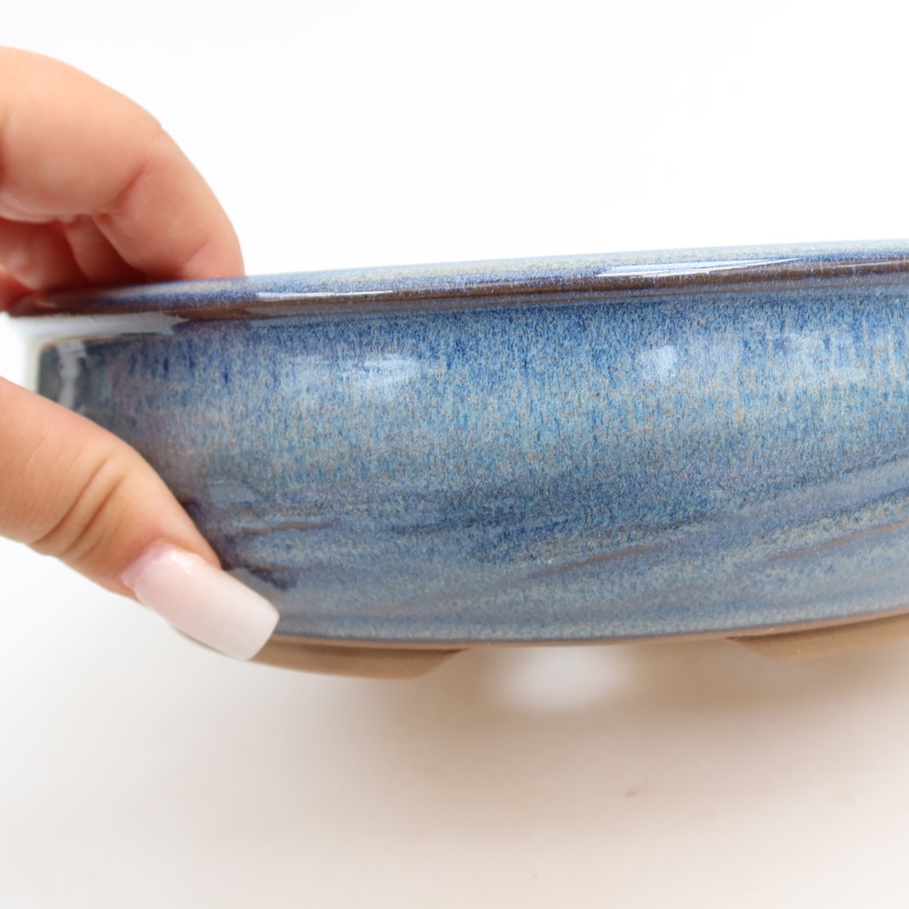 Keramik-Bonsai-Schale 22,5 x 22,5 x 6,5 cm, Farbe: Blau