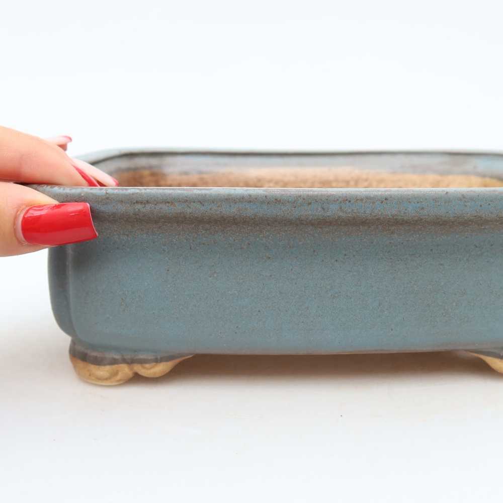 Keramik-Bonsai-Schale, 20 × 17,5 × 6 cm, Farbe: Blau