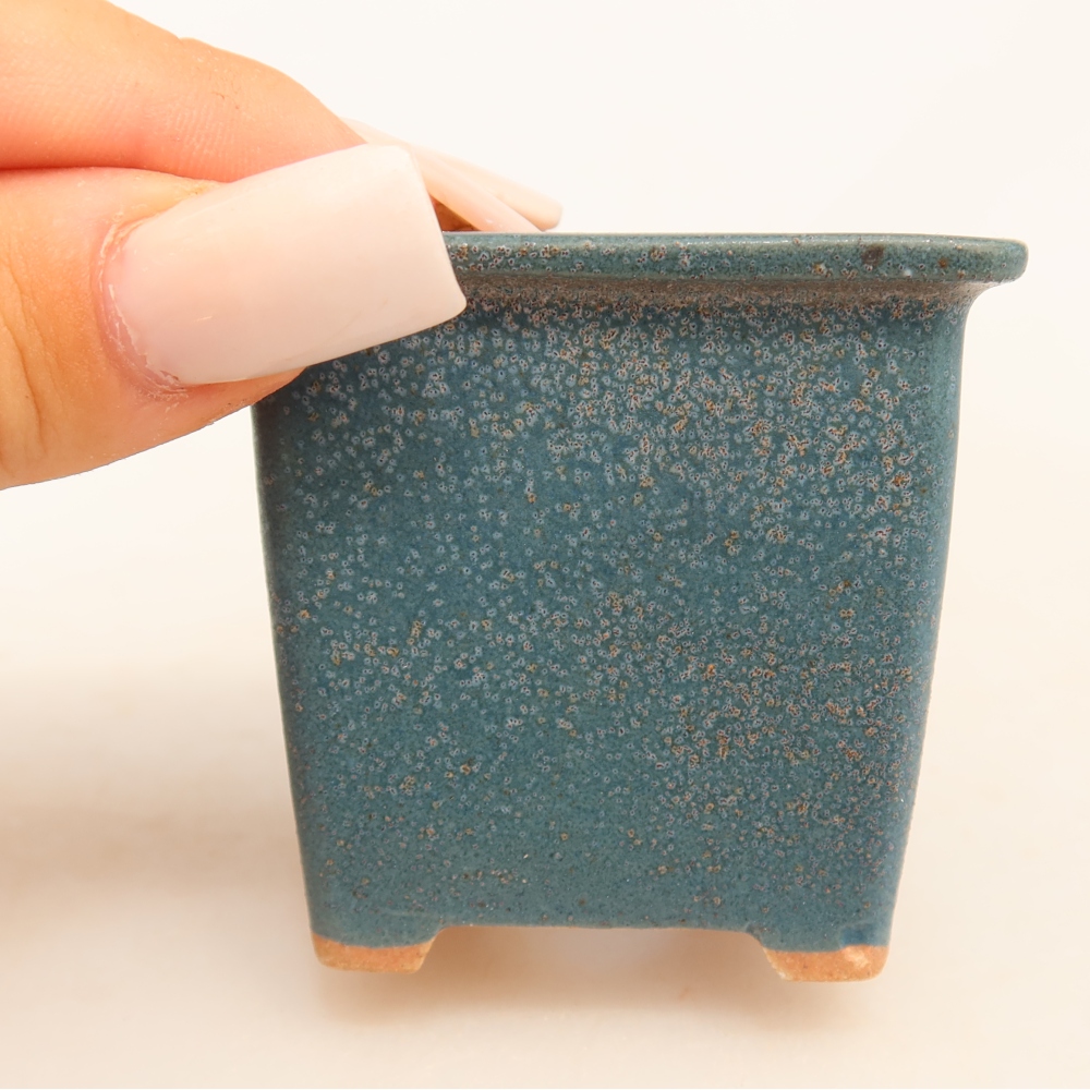Keramik-Bonsai-Schale, 6 x 6 x 5,5 cm, Farbe: Blau