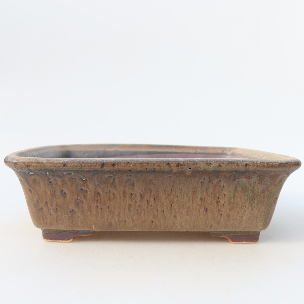 Bonsaischale aus Keramik 17,5 x 14,5 x 5 cm, braun