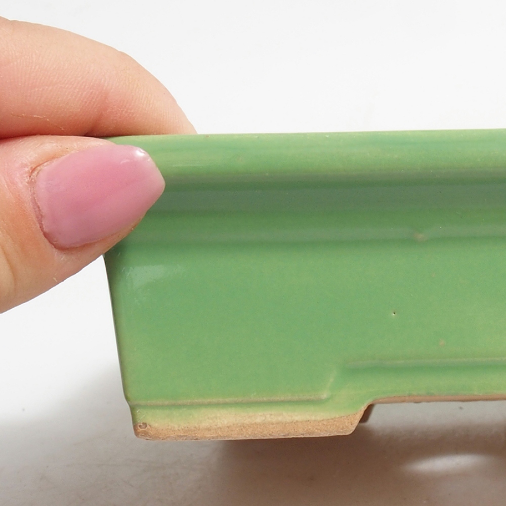 Keramik-Bonsaischale 13 x 10 x 4 cm, Farbe Grün