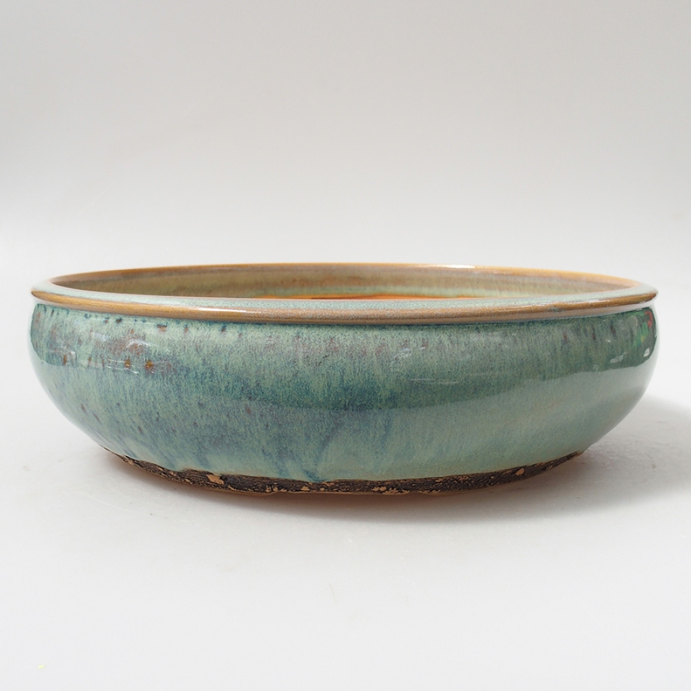 Keramik-Bonsaischale 27 x 27 x 7 cm, Farbe Grün