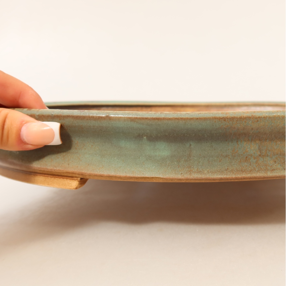 Keramik-Bonsai-Schale, 30,5 × 26,5 × 4 cm, Farbe: grün