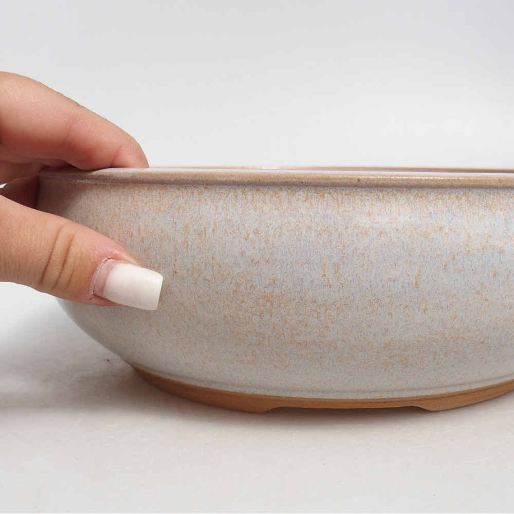 Bonsaischale aus Keramik 22,5 x 22,5 x 7,5 cm, Farbe beige