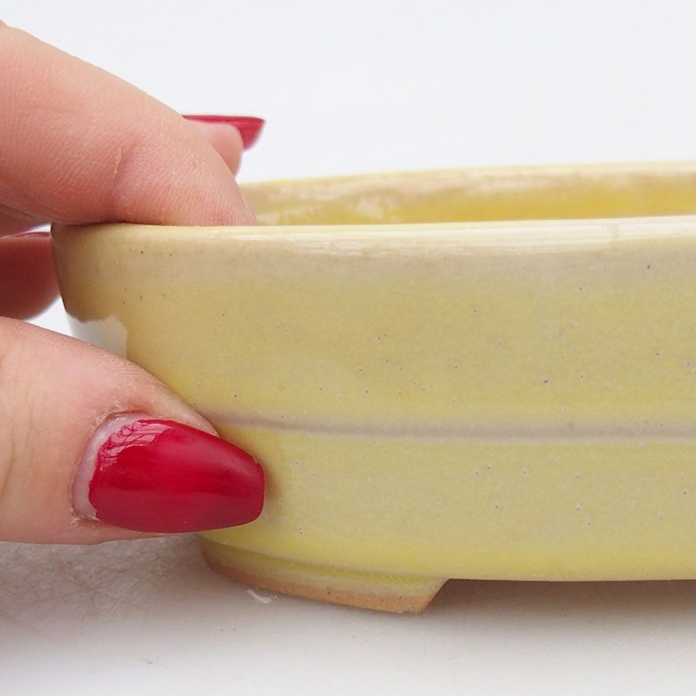 Bonsaischale aus Keramik 13,5 x 10,5 x 4 cm, gelb