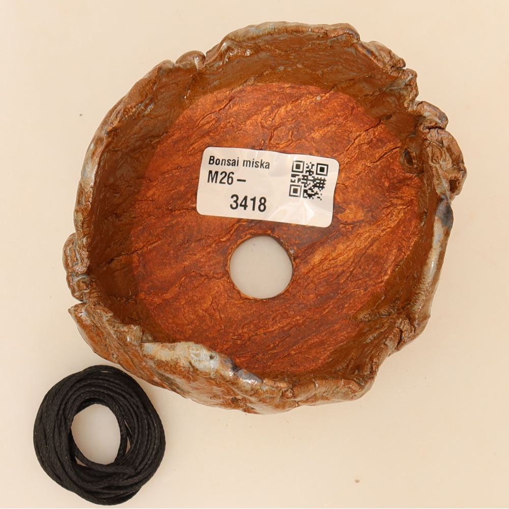 Keramikschale für Kokedama, 9 x 9 x 7 cm, Farbe: Braun
